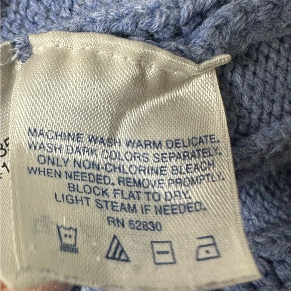 Land’s End Women's Blue Cable Knit Turtleneck Sweater - Picture 11 of 11